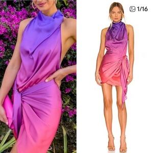BAOBAB x REVOLVE Providencia Dress in Sunset Ombre draped high neck